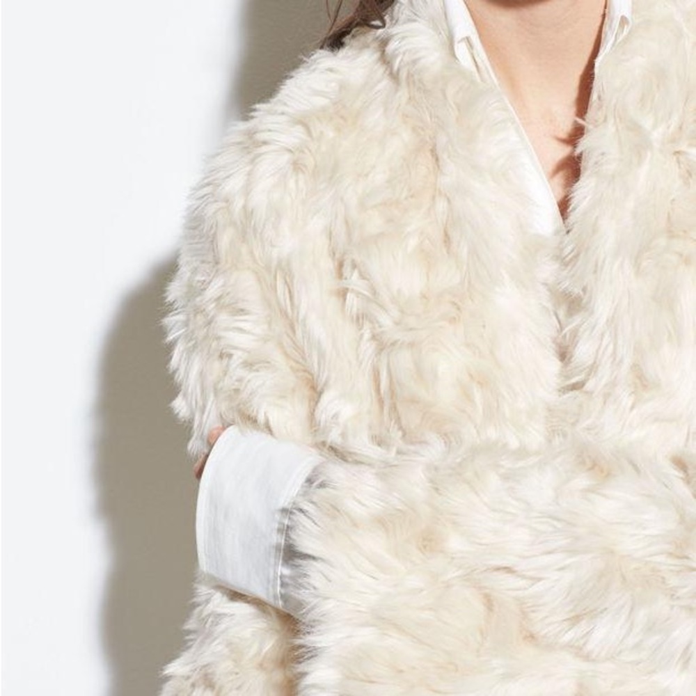Vince Cream Faux Fur Jacket